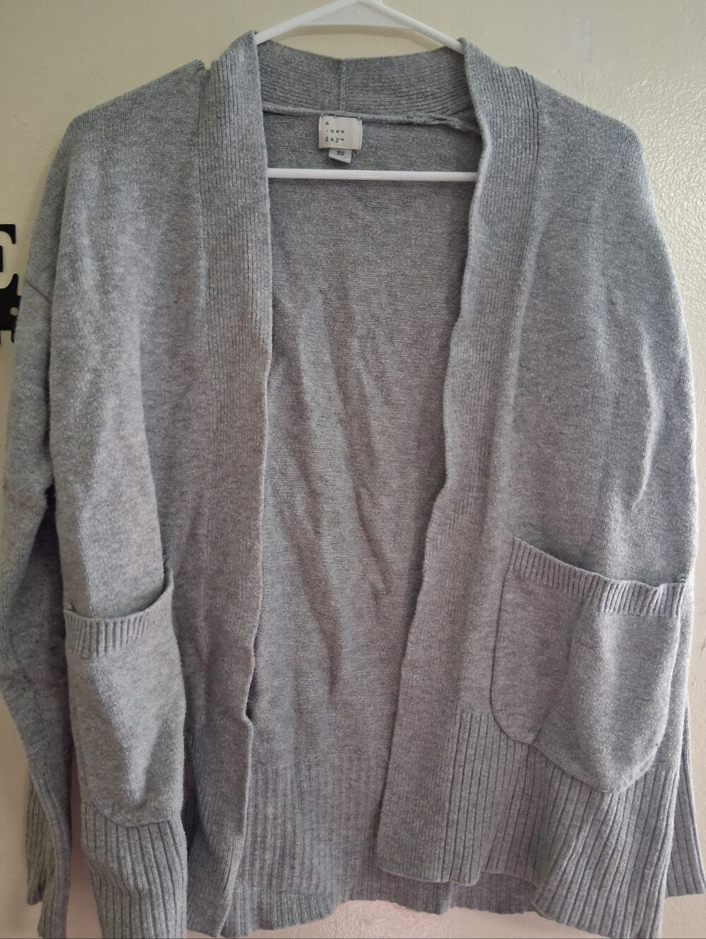 "A New Day" Gray Open Front Cardigan with Pockets